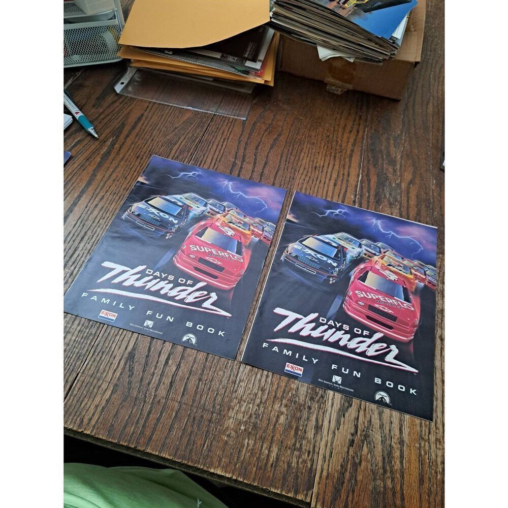 Lot of 2 Days of Thunder Family Fun Books 1990 NASCAR Paramount Exxon Promo